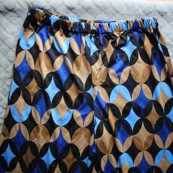 Sense Women's Bohemian Blue/Black/Gold Extra Wide Leg Pants ~L~ - Picture 2 of 6